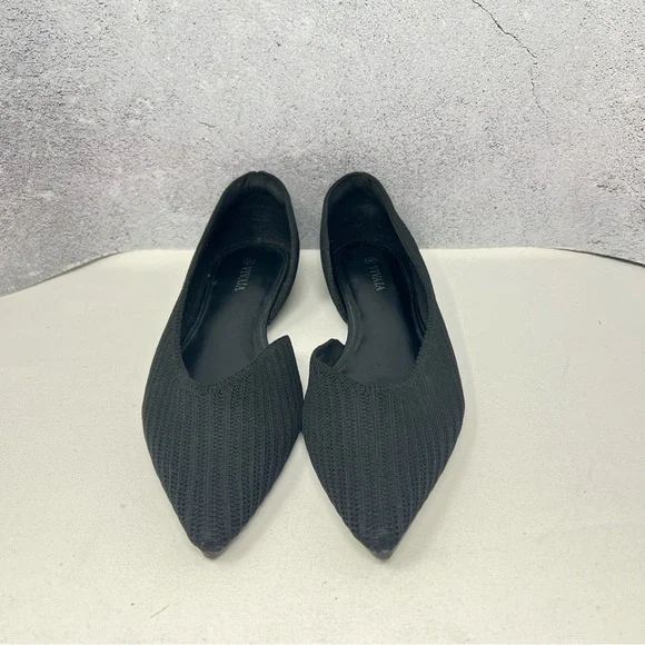 Vivaia Black Melia Pointed-Toe Striped Flat.  Size 38/US 7-7.5. - Picture 12 of 15